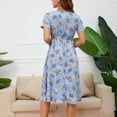 thumbnail image 4 of RKSTN Robes d'Été pour Femmes Imprimé Floral Col en V Manches Courtes Volants Robe Décontractée, 4 of 6