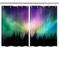 thumbnail image 2 of Aurora Borealis Kitchen Curtains, Purple Green Northern Lights Aurora Borealis Misty Forest Window Curtain Panels, Kitchen Curtains for Living Room Bedroom Window Treatment 2 Panels 21 x 45 Inch, 2 of 5