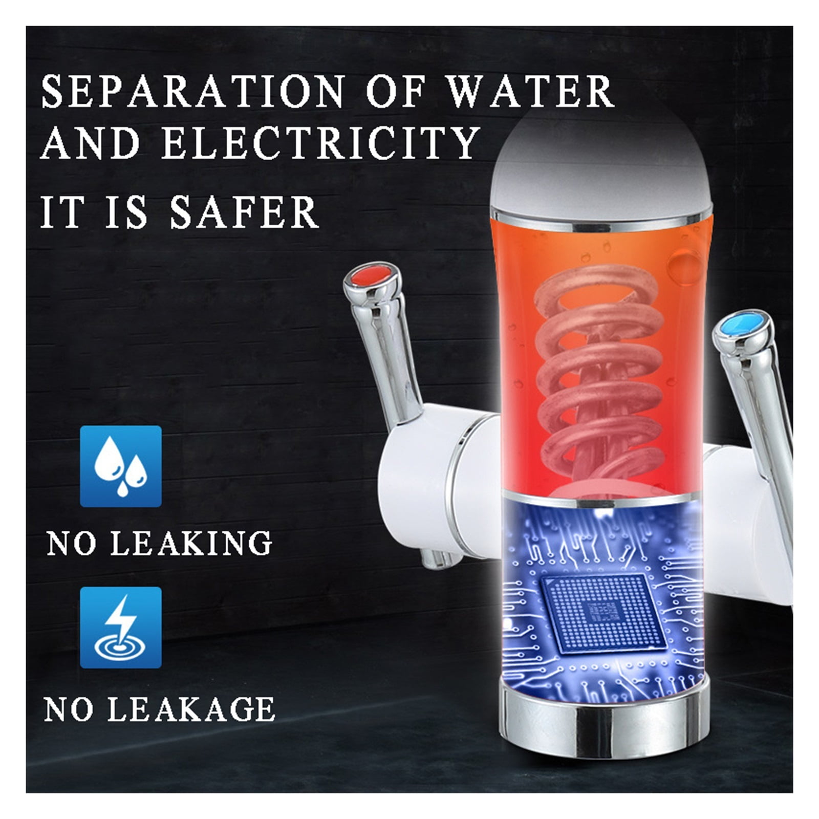 Tankless Water Heater Tap Electirc Instant Kitchen Faucet Element Flow Heater Hot Water Heated Tap Double Handle ,Easy Installation