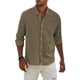 thumbnail image 2 of Men's Fashion Long Sleeve Solid Colour Casual T Shirt Button Regular Fit Shirt Top 2XL, 2 of 8