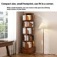 thumbnail image 2 of DECMAY Rotating Bookshelf, 360 Display Corner Bookshelf for Small Space, 6 Tier Bookcase Storage Rack with Wheels, Wood Narrow Organizer for Bedroom, Living Room, Study Room, Walnut Brown, Shelves, 2 of 16