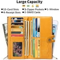 thumbnail image 2 of LAICAIW Women's Wallet Genuine Leather RFID Blocking Large Capacity Trifold Ladies Wallet, ZF-Yellow, Compact, 2 of 6