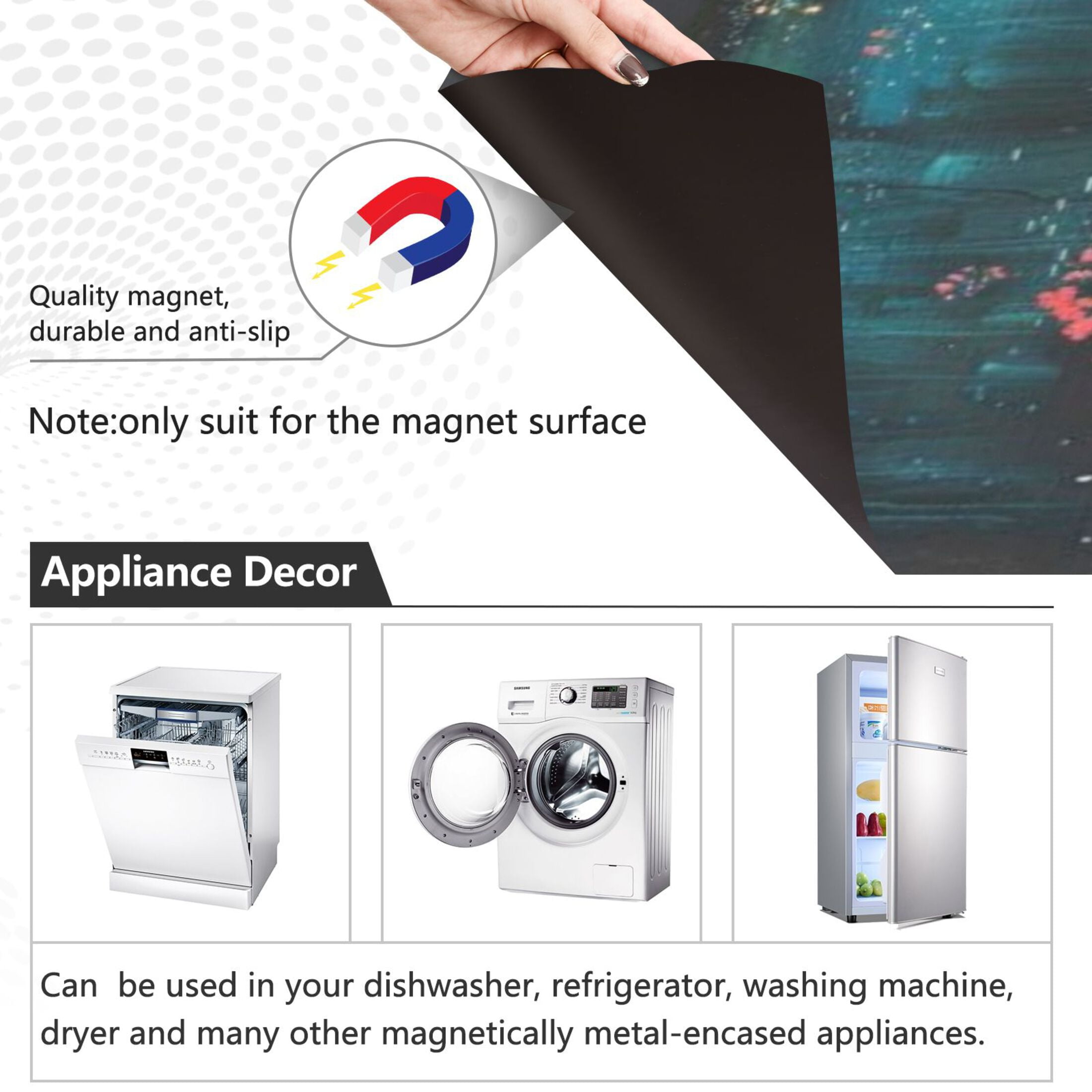 Dishwasher Magnetic Sticker 23x26 Inch Refrigerator Magnetic Sticker Washing Machine Magnetic Sticker Kitchen Panel Magnetic Sticker Home Decor Red Water Flower
