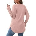thumbnail image 6 of Moxiu Long Tunic Sweaters for Women Lightweight Crewneck Sweater Loose Fit Basic Shirts High Low Curved Hem Jumper Top Soft Comfy Pullover 2025 Pink,M, 6 of 6