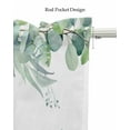 thumbnail image 5 of Eucalyptus Green Linen Curtain Valance for Bedroom/Bathroom/Kitchen/Office/Living/Dining Room Window,Spring Botanical Leaves Watercolor Rod Pocket Topper Decorative Cafe Drapes Panel 60"x18", 5 of 6