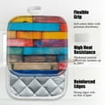 thumbnail image 3 of 4 Pack Pot Holders,Kitchen Essential, Potholder Set,Multicolored Wooden Plank Background With A Retro Feel, 3 of 6