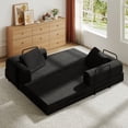thumbnail image 5 of Convertible Sleeper Sofa Bed with Cylindrical Pillow Corduroy Folding Mattress Couch Fixed-Shape Steel Frame 2-in-1 for Living Room Bedroom Lounge Studio Comfortable Space-Saving Easy to Fold, Black, 5 of 9