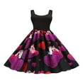 thumbnail image 1 of Robe Imprimée Saint-Valentin pour Femmes Col en U Sans Manches Fermeture Éclair Grand Ourlet une-Pièce S/ M/ L/ TG/ TTG, 1 of 6