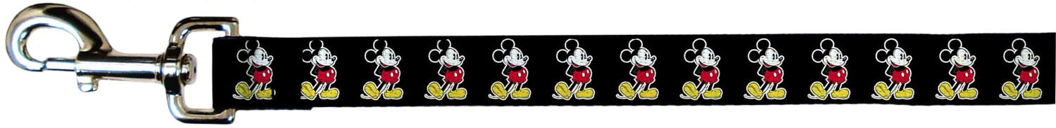 Dog Leash Mickey Mouse Head Stacked Black Grays 6 Feet Long 0.5 Inch Wide 