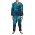 thumbnail image 3 of Lsque Tower And Red Roses Pattern Long Sleeve Pajama Set for Men - Soft 2-Piece Sleepwear and Loungewear Set with Pockets, Comfy Nightwear-XX-Large, 3 of 7