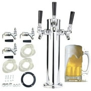 3-Faucet Stainless Draft Beer Tower Keg Kegerator 3 Tap Triple Tap Beer Tower Silver