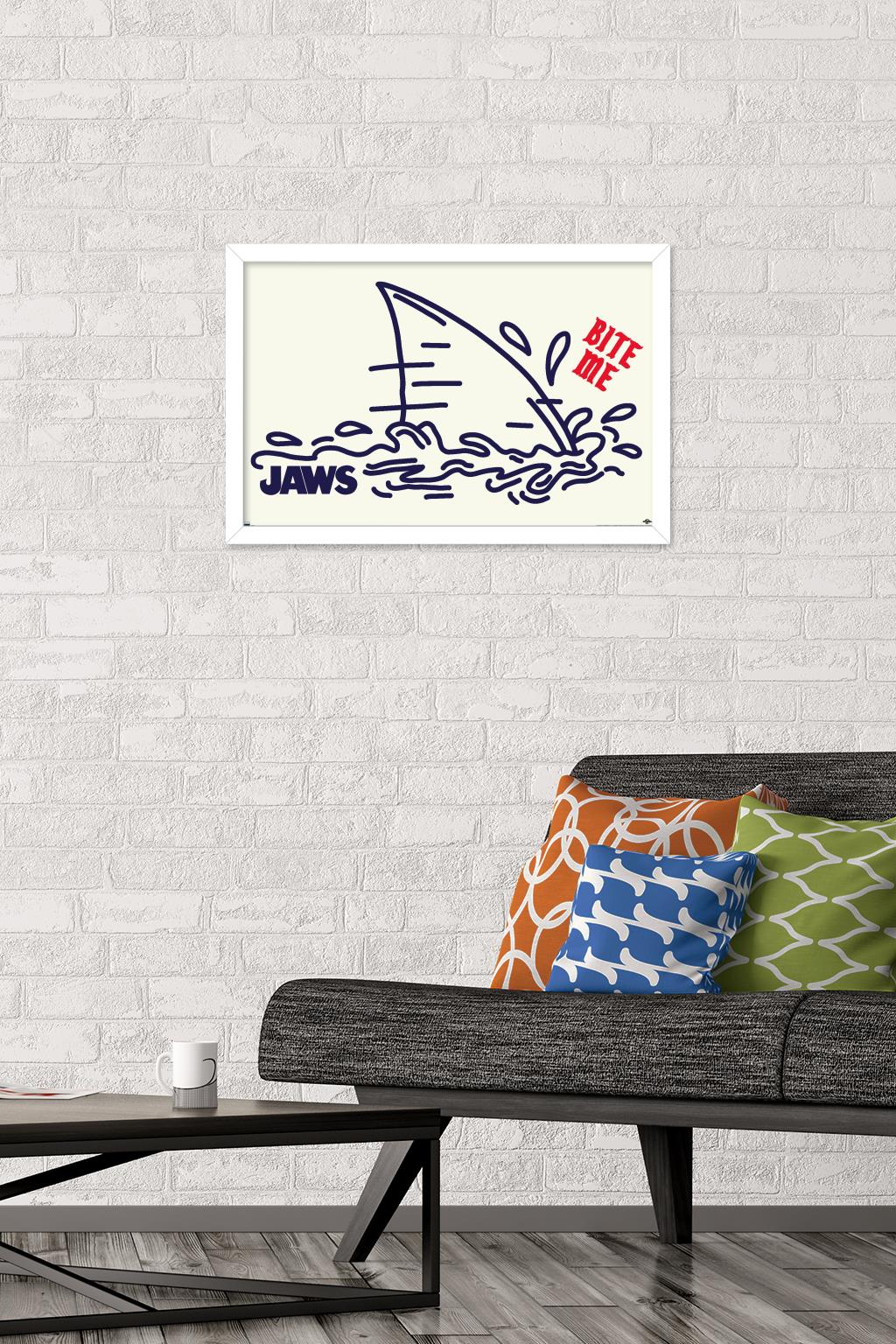 Jaws - Bite Me Wall Poster, 14.725" x 22.375", Framed