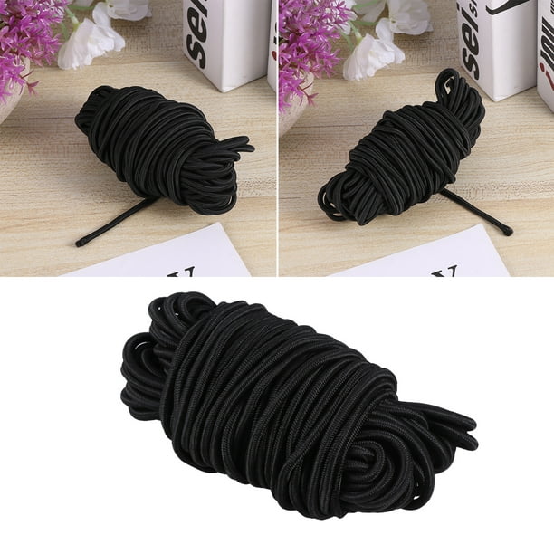 Homemaxs 1pc 10m Long Round Stretch Rope Rubber Band Elastic Cord Multi-Purpose Elastic String Sturdy Elastic Rope For Store Home Use Black Black