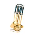 thumbnail image 2 of Juego de utensilios de cocina de 7 Uds con soporte giratorio para encimera, herramienta de cuchara grande, espumadera antiadherente, utensilios de verde, 2 of 8