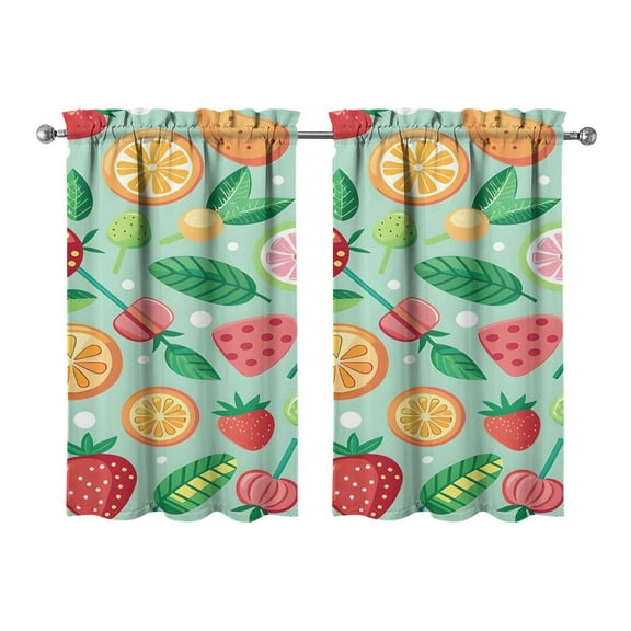 Vintage Fruit Tier Kitchen Curtains for Bathroom Living Rod Pocket Window Drapes 28"x39" 2 Panels Window Treatment Tiers