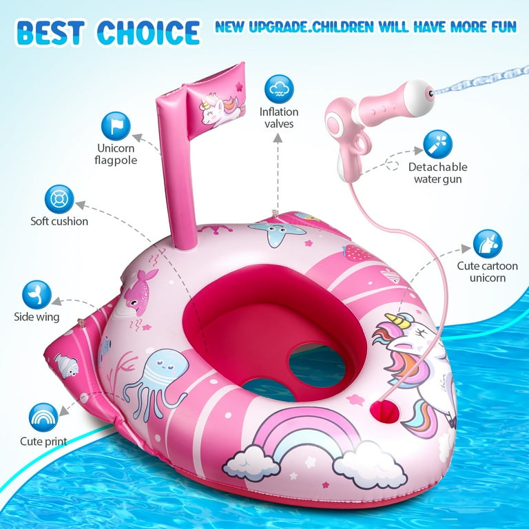 Hot Bee Kids Pool Float with Water Squirt Gun for Ages 3-8