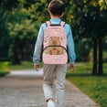 thumbnail image 3 of Uorisanigo Pink Floral Capybara School Backpack 17 Inch Back to School Backpack for Kids 6-12 Year, Breathable Daypack with Water Bottle Pockets, for School, Camps and Travel, 3 of 7