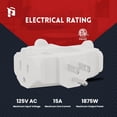 thumbnail image 2 of WarmHaven 3 Way Plug Adapter, 3 Plug Wall Adapter, 3 Prong, Grounded, 15A, 1875W, Multiple Plug Expander for Home, Outdoor, ETL Listed, White, 3PACK, 2 of 12