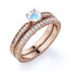 thumbnail image 3 of JeenMata Anillo de Compromiso de 1,75 Quilates con Piedra Lunar y Moissanita de Talla Redonda con Milgrains en Oro Rosa de 18 K sobre Plata, 3 of 6