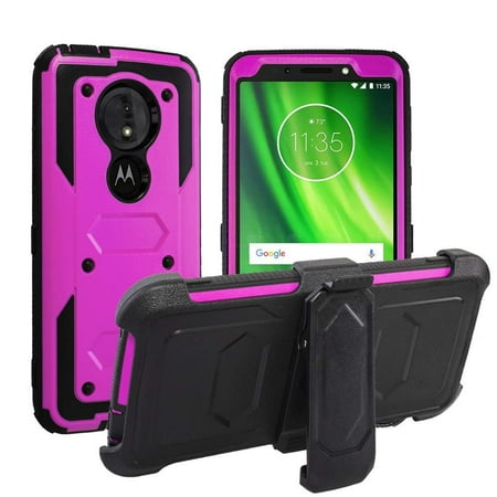 Moto G6 Play Case,Mignova Heavy-Duty Shockproof Full Body Protection Rugged Hybrid Case with Rotating Belt Clip and Bracket for Motorola G6 Play 2018(Purple)