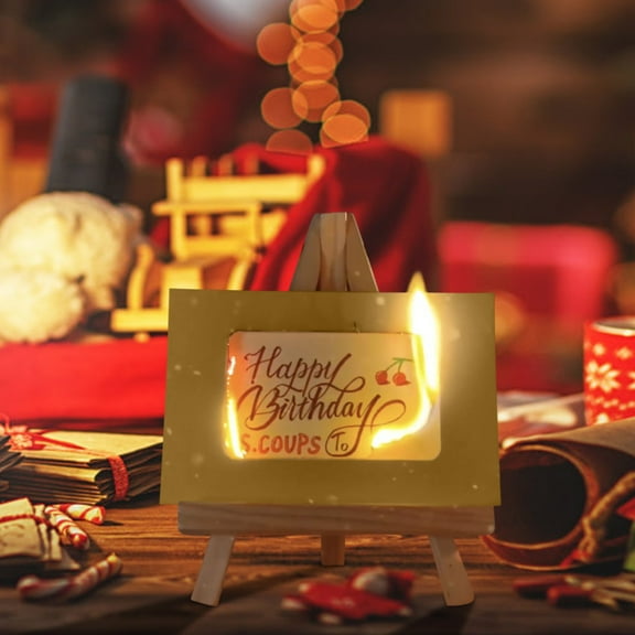 TOPRenddon Christmas Gifts Christmas Flame Greeting Card DIY Handmades Burning With Matches Happy Birthday Envelope Paper Material Wrapped Greeting Card Gift To Girlfriend