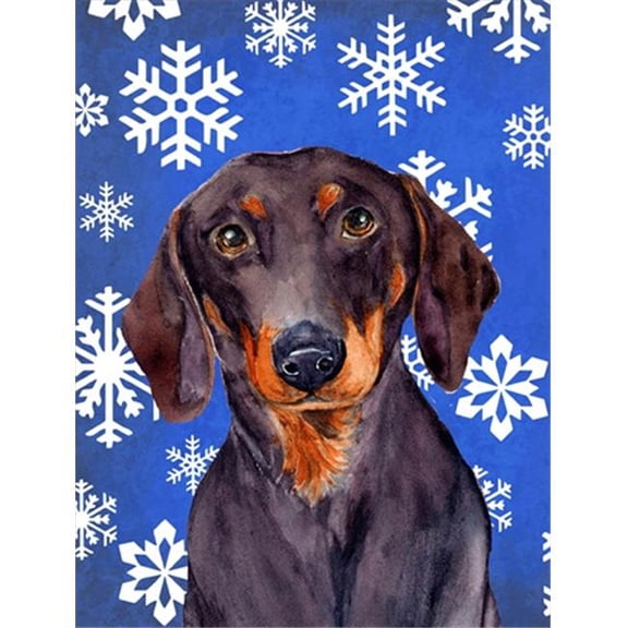 11 x 15 in. Dachshund Winter Snowflakes Holiday Garden Size Flag