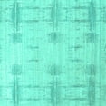 thumbnail image 1 of Ahgly Company Machine Washable Indoor Square Solid Turquoise Blue Modern Area Rugs, 4' Square, 1 of 4