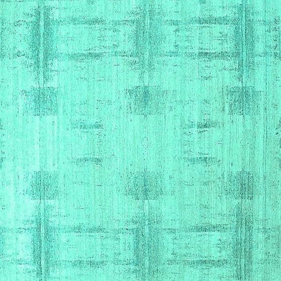 Ahgly Company Machine Washable Indoor Square Solid Turquoise Blue Modern Area Rugs, 4' Square