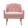 thumbnail image 4 of Modern Accent Chair, Soft Teddy Armchair with Rose Golden Legs, Leisure Single Sofa/ Wide Pad Lazy Sofa for Bedroom, Living Room, 4 of 9