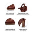 thumbnail image 3 of Women Chunky High Heels Closed Pointed Toe Ankle Strap Pumps Vintage Dress Party Shoes, 3 of 3
