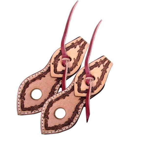 Showman Barbwire Tooled Light Leather Slobber Straps