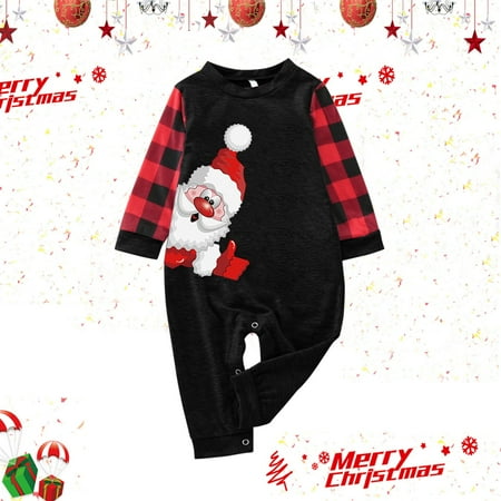 

Baby Boys Girls Romper Jumpsuit Family Pajamas Christmas Santa Printed Long Sleeve Sleepwear Matching Outfit Set Home Wear