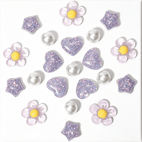 DESIGNICE 21Pcs Flower Shoe Charms for Clog Sandals, Heart, Star, Pearl Charms Accessories for Girls, Diy Shoe Decoration Charms for Women, Party Favor Ocean Charms