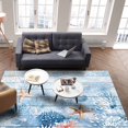 thumbnail image 4 of Area Rugs Indoor Non-Slip Rectangle Rug 4x6 Ft Sea Animals Summer Ocean Beach Starfish Coral Wood Board Rug Rubber Backing Floor Mats Non Shedding Home Decor Carpet for Entryway Living Room, 4 of 8