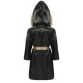 thumbnail image 4 of TiaoBug Kids Boys Boxing Robe Metallic Hooded Boxing Tops Cloak Boxer Long Sleeve Open Front Hooded Cloak with Belt Set Black 10, 4 of 7