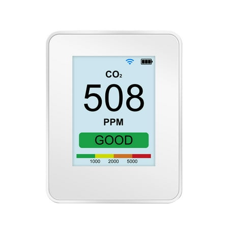 

Andoer Smart Air Quality Monitor Wifi CO2 APP Remote Monitoring TFT Screen 4-color Indicator 2600mAh Rechargeable Portable Carbon Dioxide Tester for Room Office Greenhouse Cellar