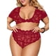thumbnail image 1 of Conjunto Brasier Festoneado de Talla Extra con Encaje con Mangas Cortas Rosegal  Conjuntos de lencería de talla grande, 1 of 2