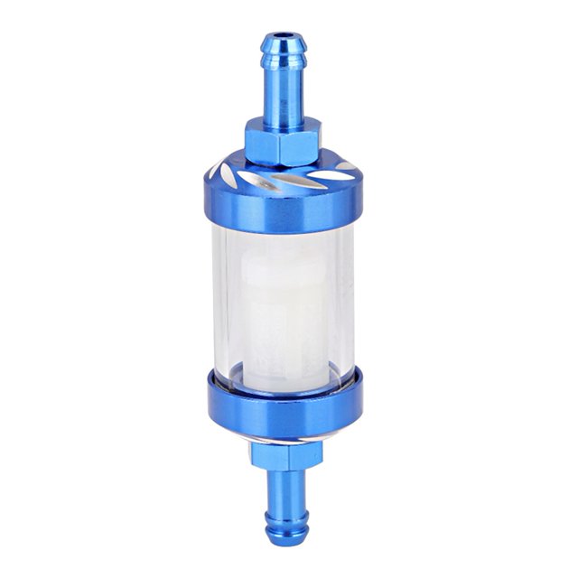 Limpiador de filtración de filtro de aceite de gasolina de aleación de aluminio Universal de 8mm para motocicleta y coche azul