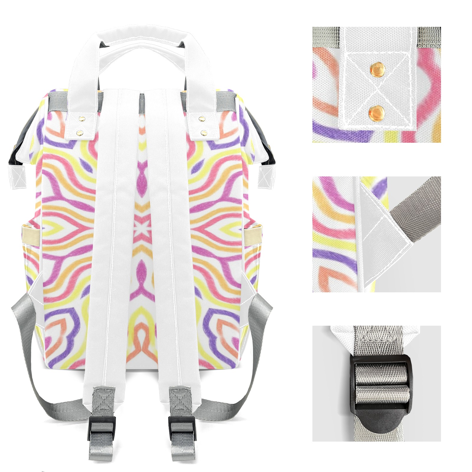 Abstract Kaleidoscope Diaper Backpack – Large Capacity, Insulated Baby Bottle Pocket, Multifunctional Mommy Bag for Boys & Girls
