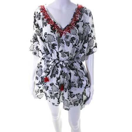 

Pre-owned|Banjanan Women s Embroidered Belted Above Knee Kaftan White/Black Size S