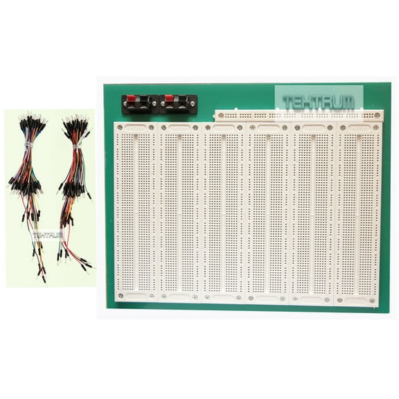 TEKTRUM EXTERNALLY POWERED SOLDERLESS 4660 TIE-POINTS EXPERIMENT PLUG-IN BREADBOARD AND JUMPER WIRES FOR PROTO-TYPING CIRCUIT/ARDUINO