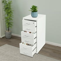 ToppiJoy 6 Tiers Filing Cabinet Metal Vertical File Cabinet Lockable Storage with 4 Wheels White