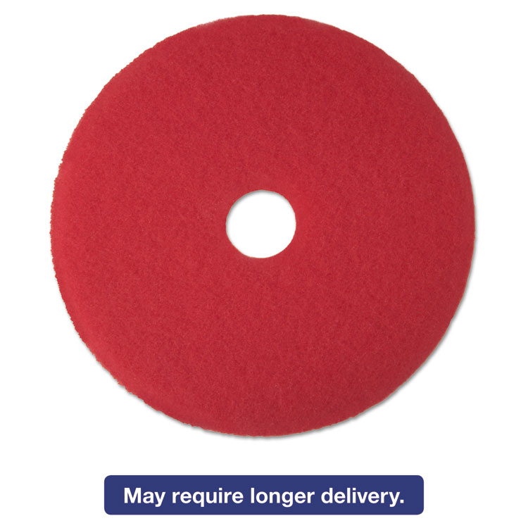 LowSpeed Buffer Floor Pads 5100, 17" Diameter, Red, 5/carton