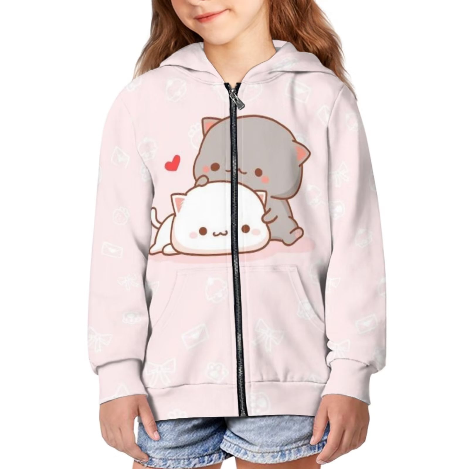 Renewold Strawberry Zipper Hoodies for Teen Girls Graphic Fall Clothes  Sweatshirts 11-13Y Cute Comfortable Crewneck Jacket with Hood Stylish Hoody  Tops Size 6-7 Years 