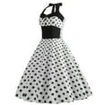 thumbnail image 2 of IBTOM CASTLE Women Vintage 50's 60's Rockabilly Audrey Hepburn Tea Dress Halter Polka Dot Wedding Cocktail 1950s Party Swing Short Gown XL White, 2 of 8