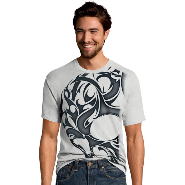Hanes Mens Graphic Tee, XL, Skull Tatt/Light Steel