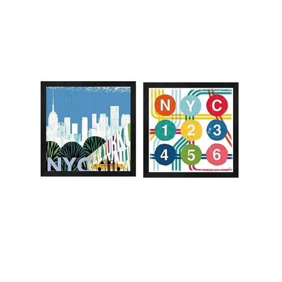 Metaverse Michael Mullan 'New York City Life' Framed Art (Set of 2)