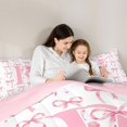 thumbnail image 5 of Manfei Pink Bowtie 7-Piece Twin Bedding,Initial Alphabet R Bedding Comforter Set,Pink Reversible, 5 of 7
