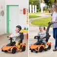 thumbnail image 3 of OLAKIDS 3 in 1 Ride on Push Car, Licensed Lamborghini Stroller Sliding Walking Car with Push Handle, Music, USB, Headlight, Under Seat Storage, Kids Foot-to-Floor Toy for 18-60 Months, 3 of 9