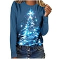 thumbnail image 6 of qelini Womens Long Sleeve Shirts Plus Size Christmas Crewneck Pullover Xmas Tree Print Tops Baggy Holiday Clothes, 6 of 8